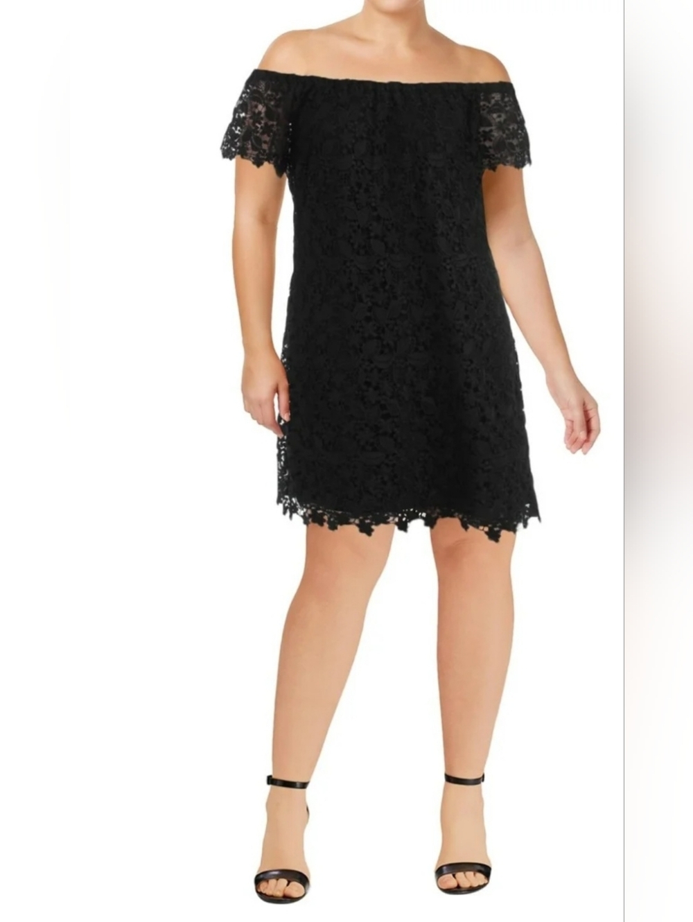 Ralph Lauren Black Off-the-Shoulder Lace Dress >NWT